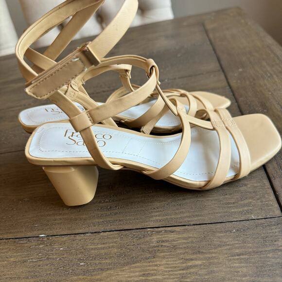 Franco Sarto Women's Laina Beige Strappy Sandals Size 6 Block Heel Ankle Strap - Picture 11 of 16